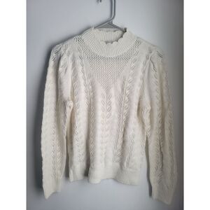 Soft Elegant Cream Knit Sweater LOFT Small S